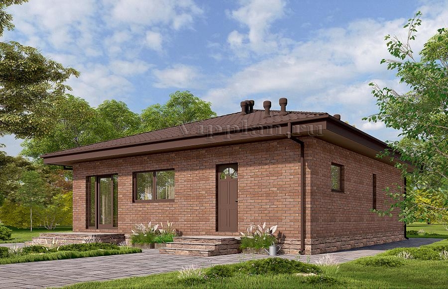 Одноэтажный дом с подвалом и верандой